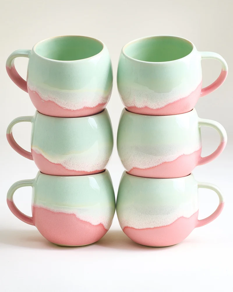Nola Tasse groß lime rosa 6er-Set