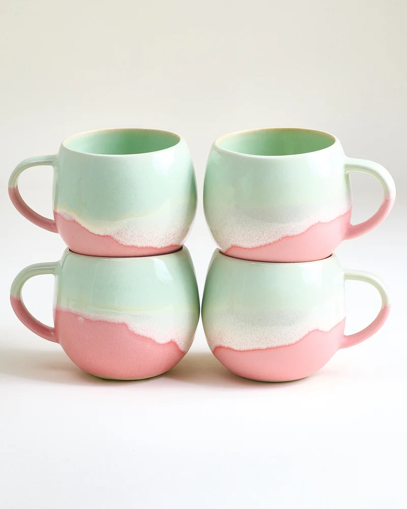 Nola Tasse groß lime rosa 4er-Set