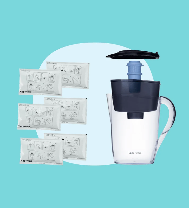 Set Carafe filtrante Pure 2,6 l (sans le filtre) + Cartouche filtrante Pure + 6 Sachets de carbone (recharge Carafe Filtrante)