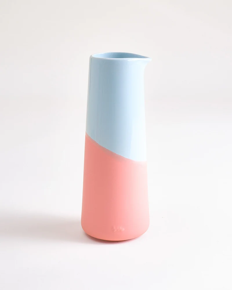 Pinguim Karaffe hellblau rosa