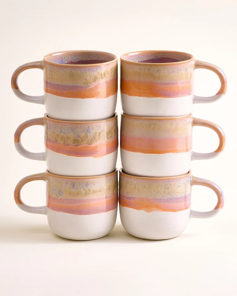 Coimbra Tasse groß lila orange 6er-Set