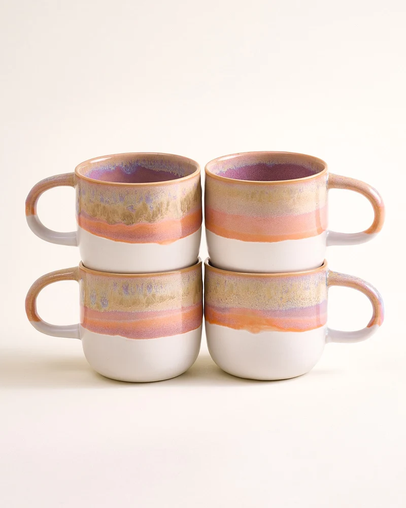 Coimbra Tasse groß lila orange 4er-Set
