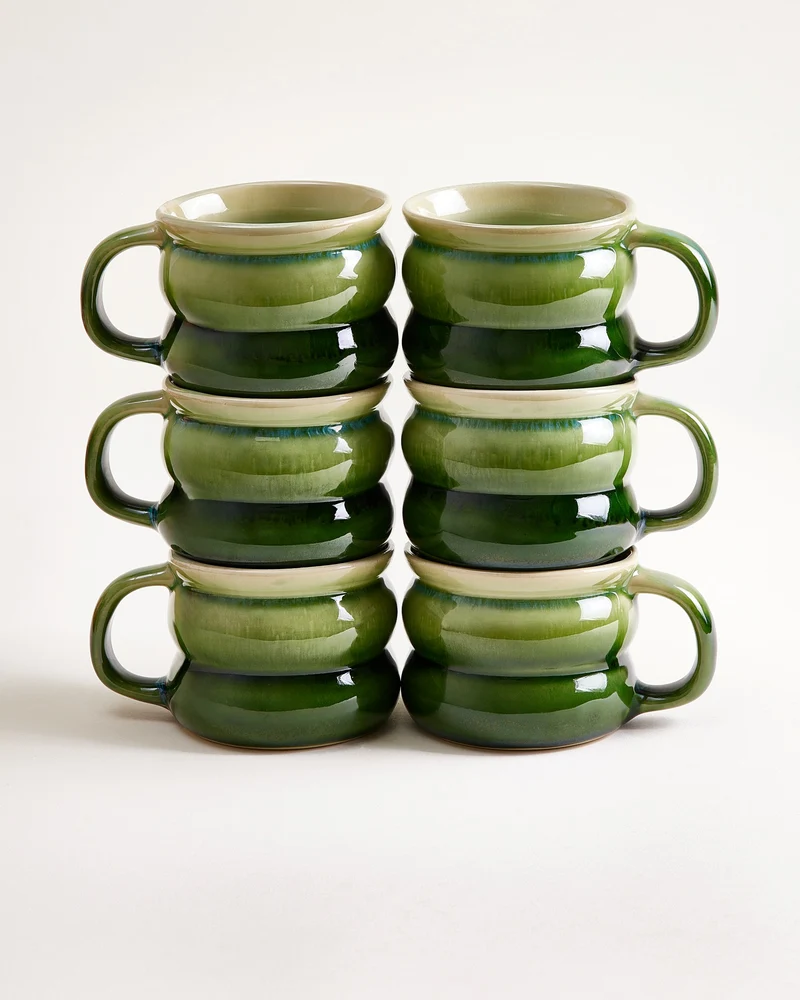 Ombra Tasse klein bubble grün dunkelgrün 6er-Set