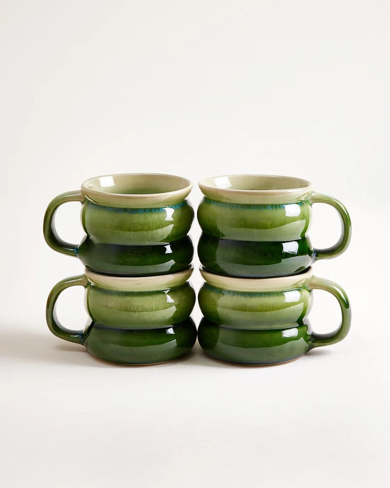 Ombra Tasse klein bubble grün dunkelgrün 4er-Set