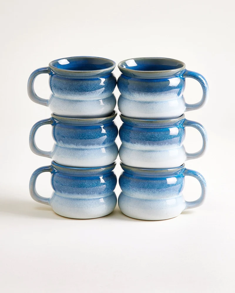Ombra Tasse klein bubble dunkelblau hellblau 6er-Set