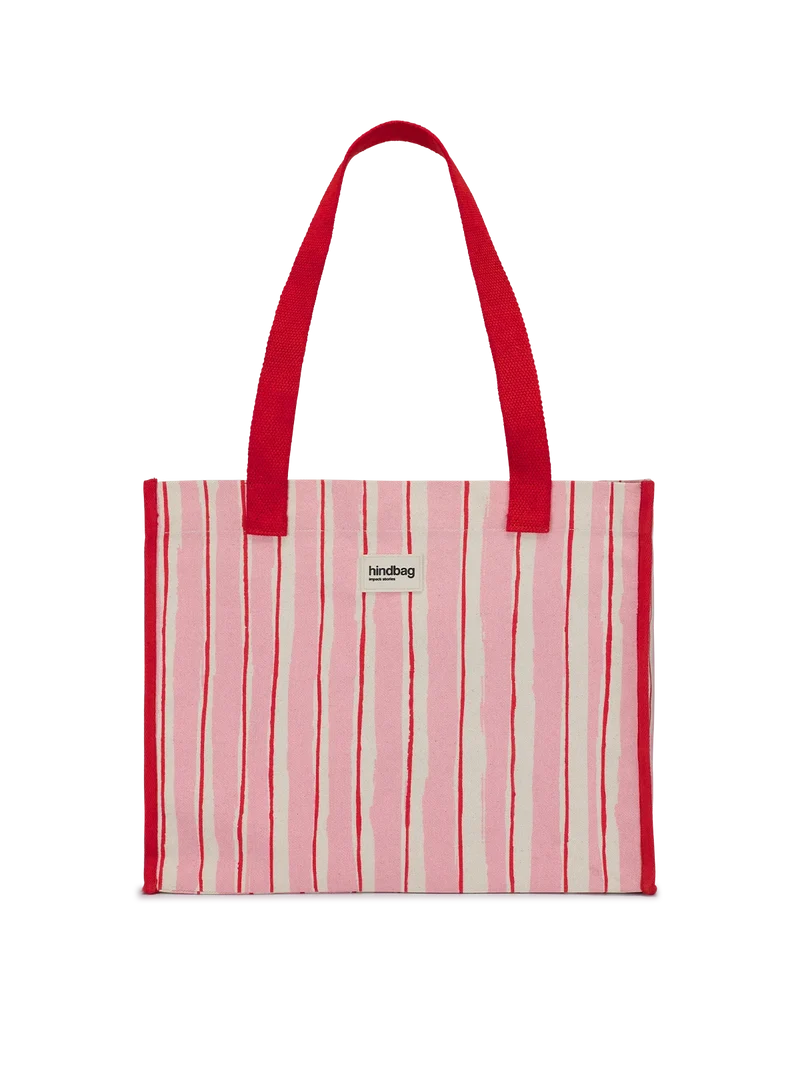 Sac cabas Claude Rayures rouge et rose