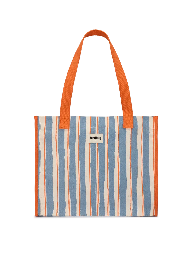 Sac cabas Claude Rayures orange et bleu