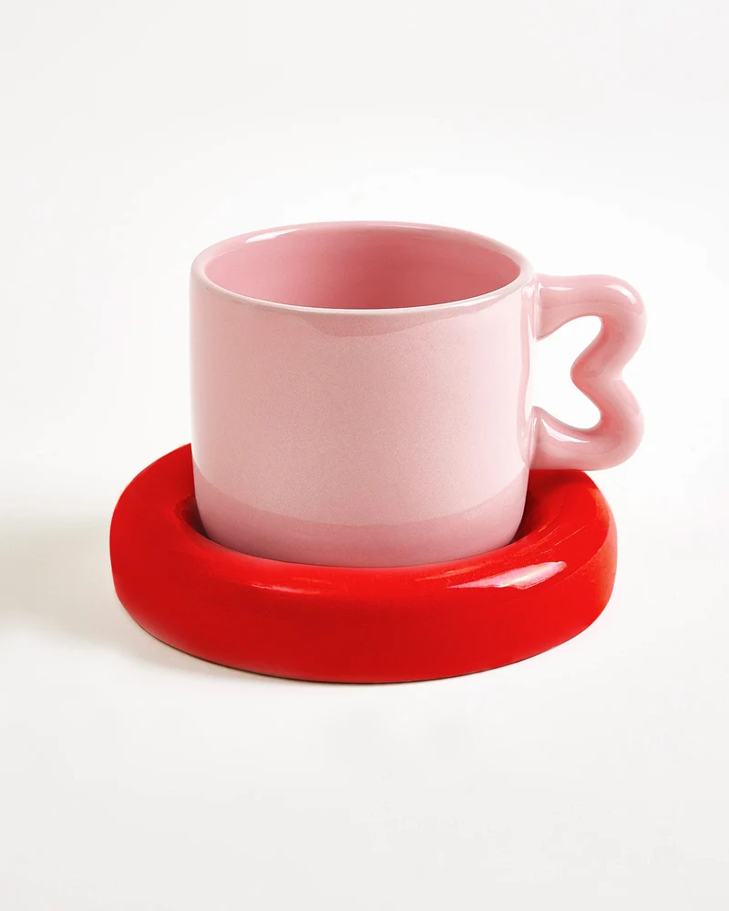 Seia Tasse & Untertasse Herz rosa rot