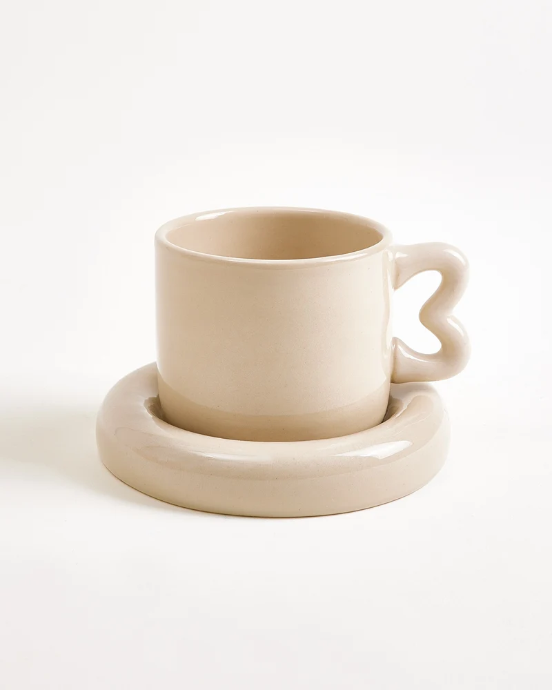 Seia Tasse & Untertasse Herz sand