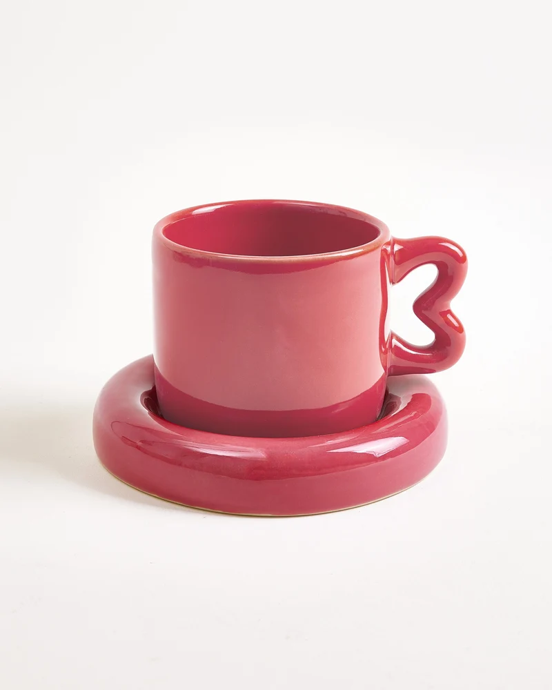 Seia Tasse & Untertasse Herz bordeaux