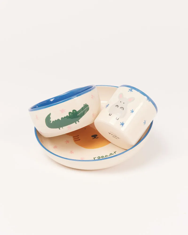 Miio Miini Geschirr-Set weiß blau 3-teilig