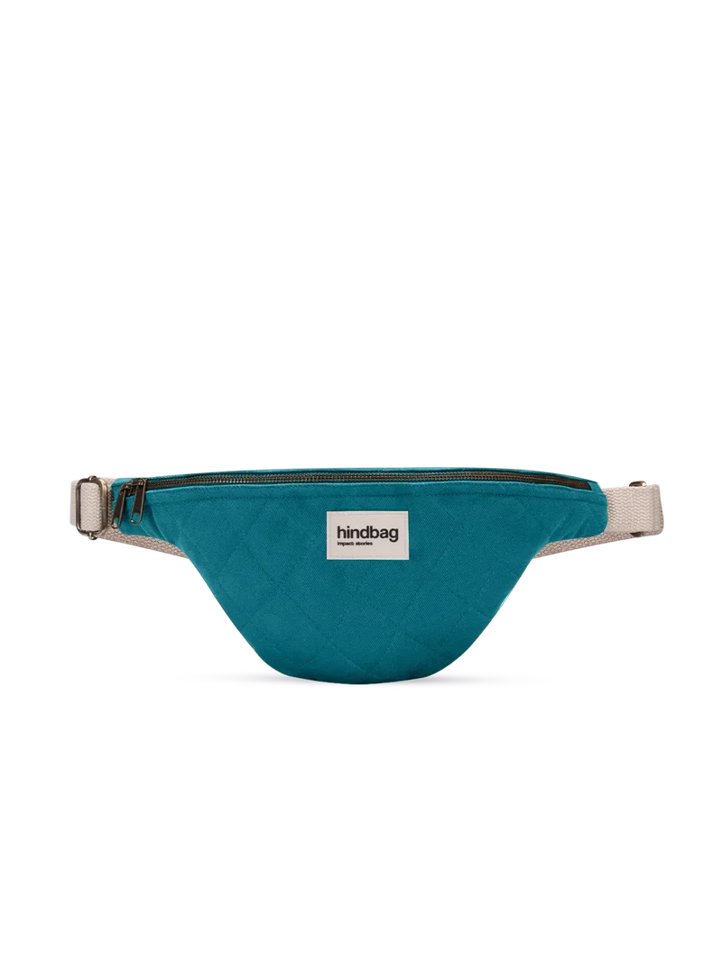 Sac banane matelassé Olivia Bleu paon