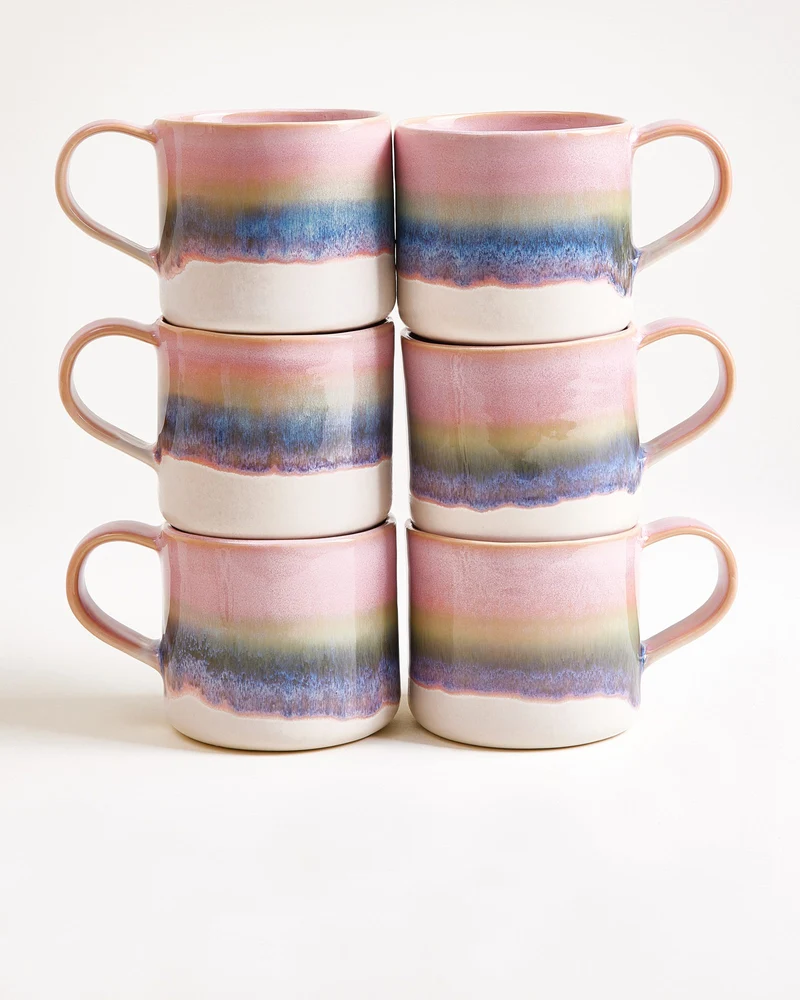 Nódoa Tasse groß dipped rosa grün 6er-Set