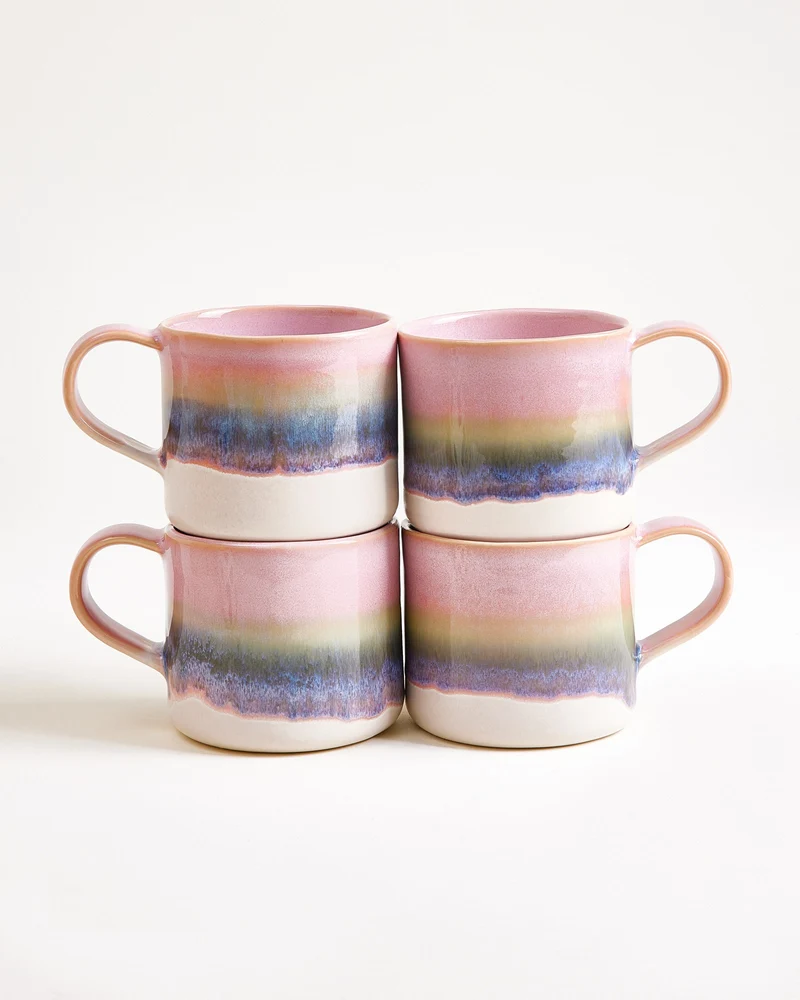 Nódoa Tasse groß dipped rosa grün 4er-Set