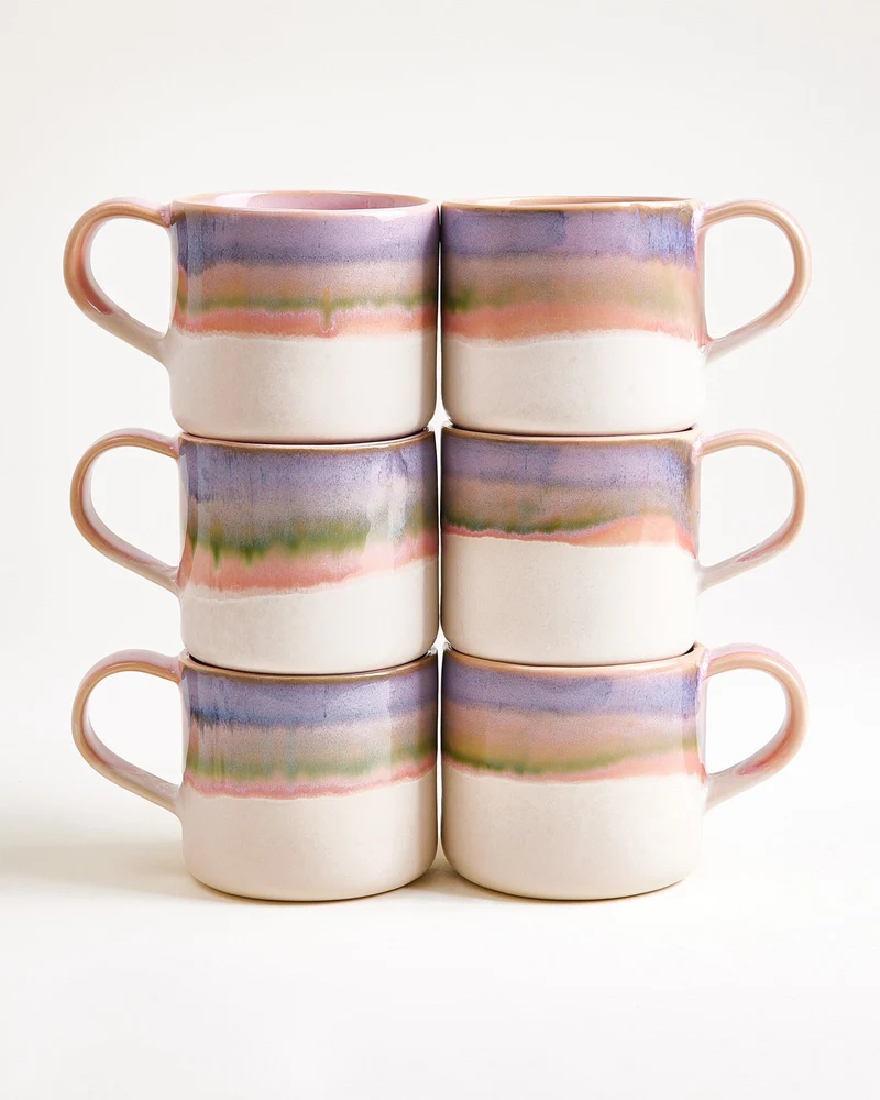 Nódoa Tasse groß dipped rosa blau 6er-Set