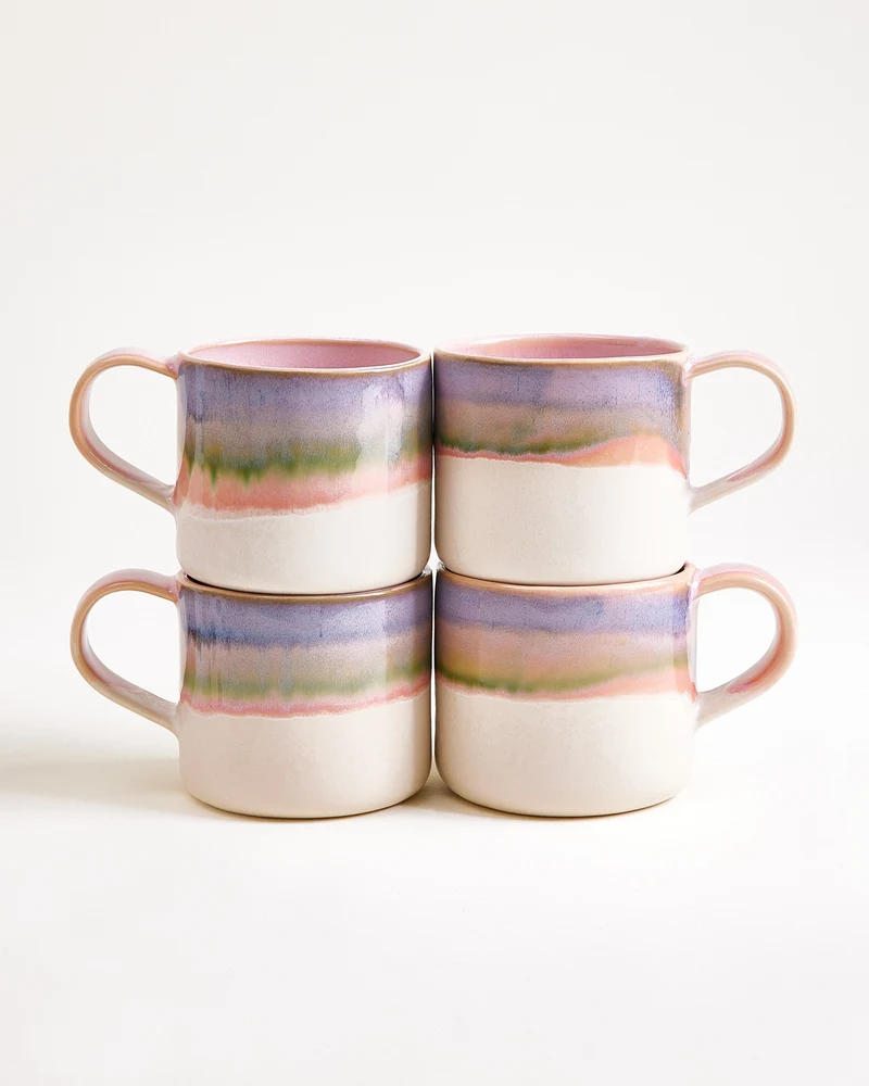 Nódoa Tasse groß dipped rosa blau 4er-Set