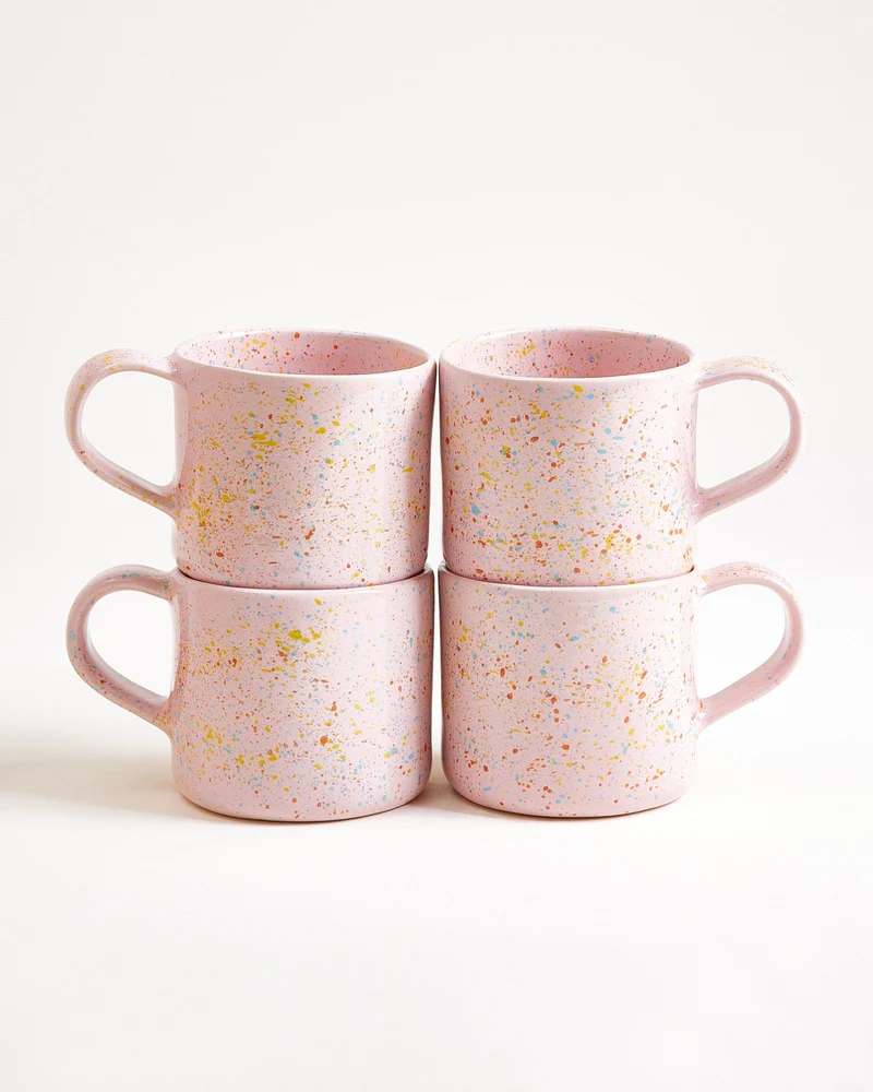 Nódoa Tasse groß gesprenkelt rosa 4er-Set