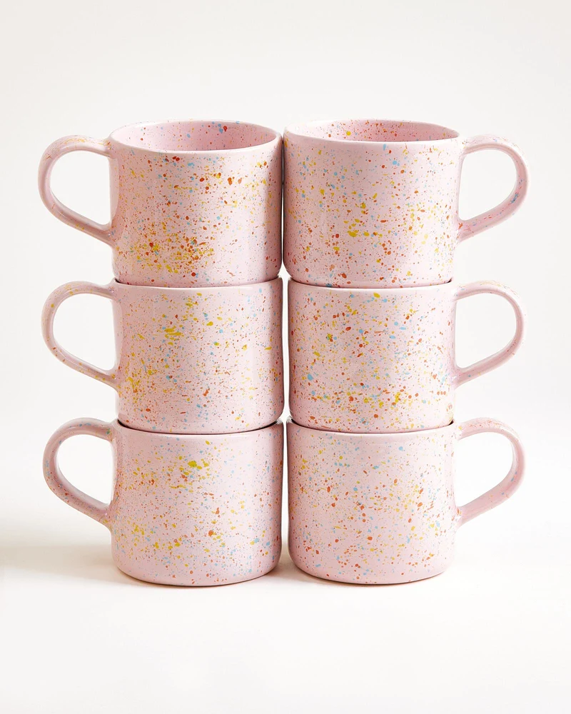 Nódoa Tasse groß gesprenkelt rosa 6er-Set