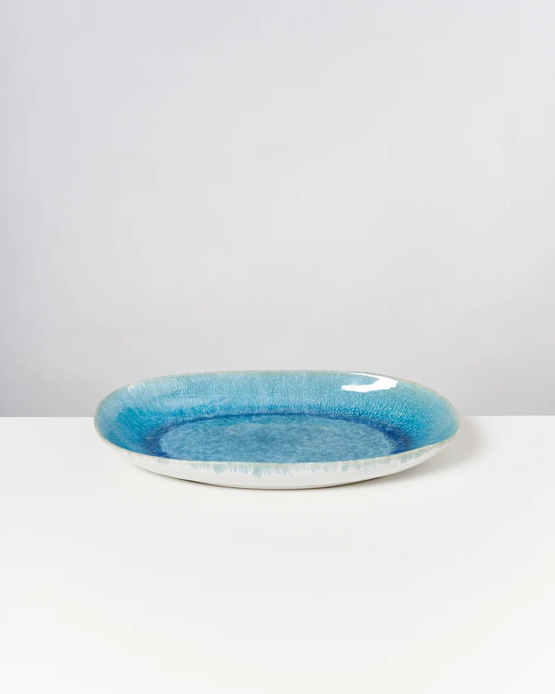 Alcachofra Servierplatte L grünblau