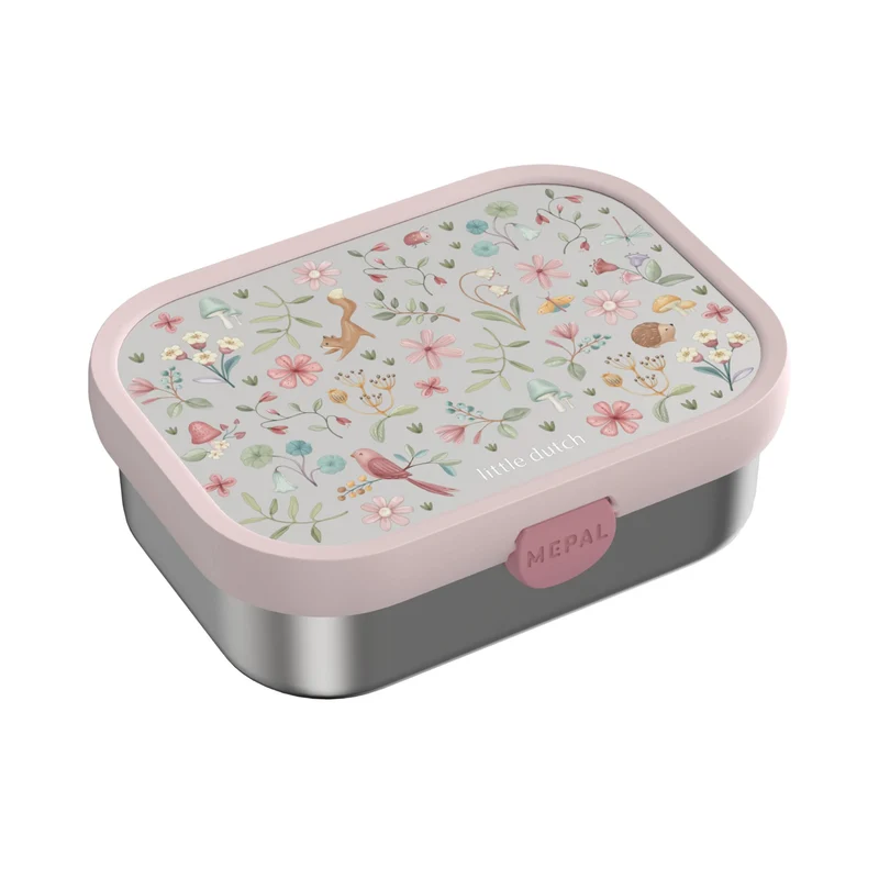 Mepal RVS broodtrommel met vakjes - Roze