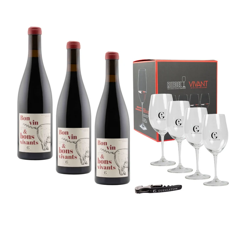 Pack Vin Gueuleton + 4 Verres Riedel | Tire-bouchon offert