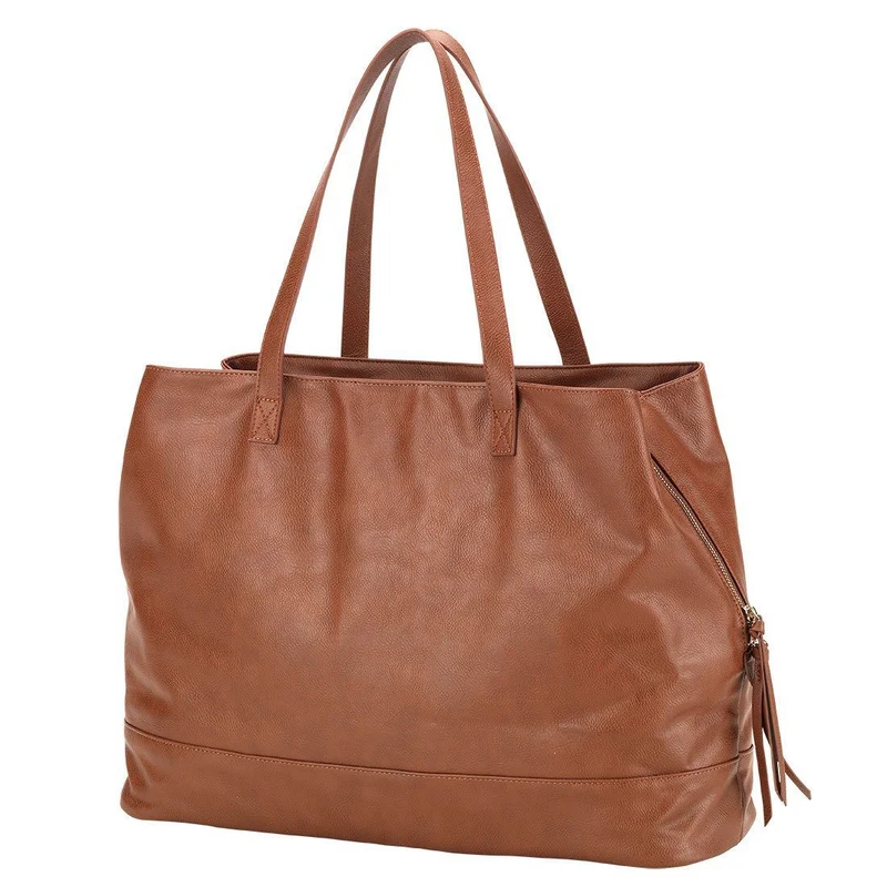 Camel Cambridge Vegan Leather Travel Bag - Personalized