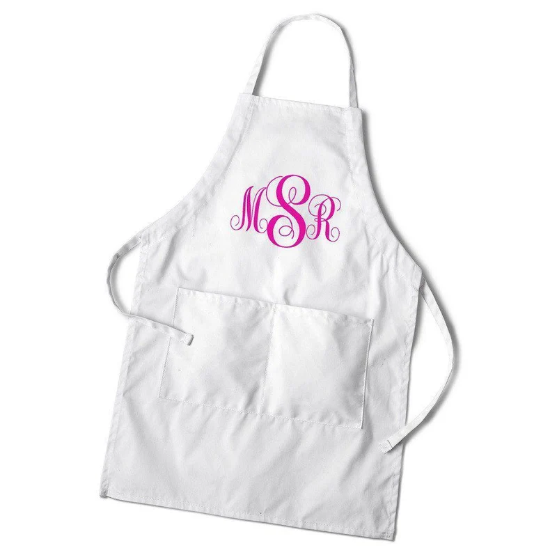 Women's Monogrammed White Apron