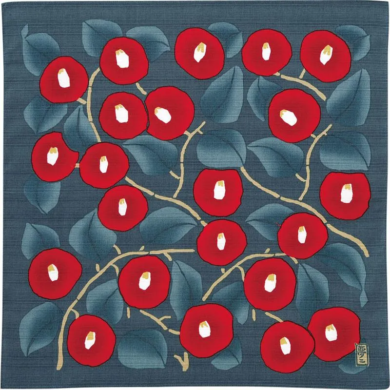 Furoshiki Yumeji Takehisa - Tsubaki (marine, 48 cm)