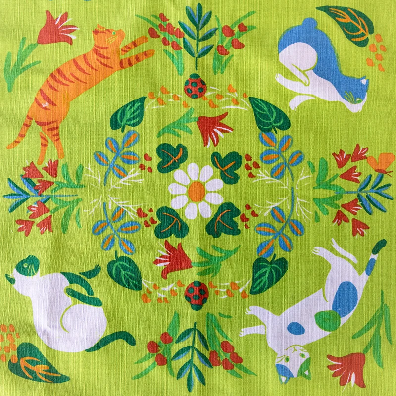 Furoshiki Neko no Niwa (vert, 50 cm)