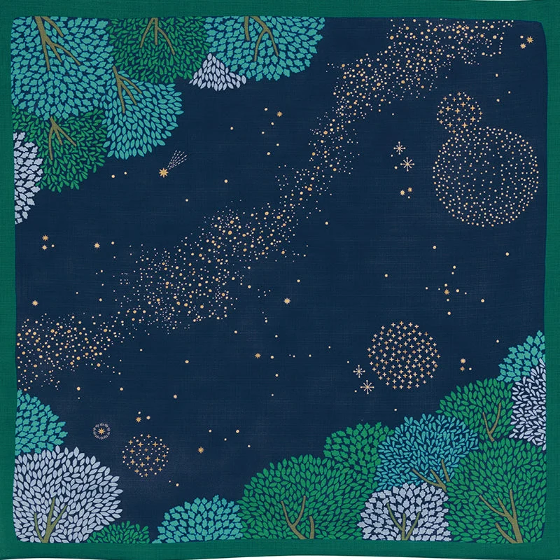Furoshiki Hime Musubi - Forêt d'étoiles (marine, 70cm)