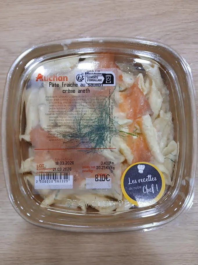 Pâte fraiche au saumon crème aneth
