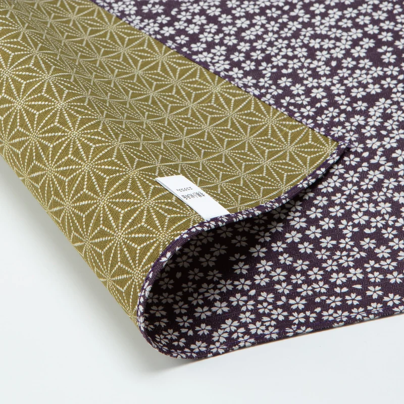 Furoshiki double face Asanoha Sakura (vert et violet, 50 cm)