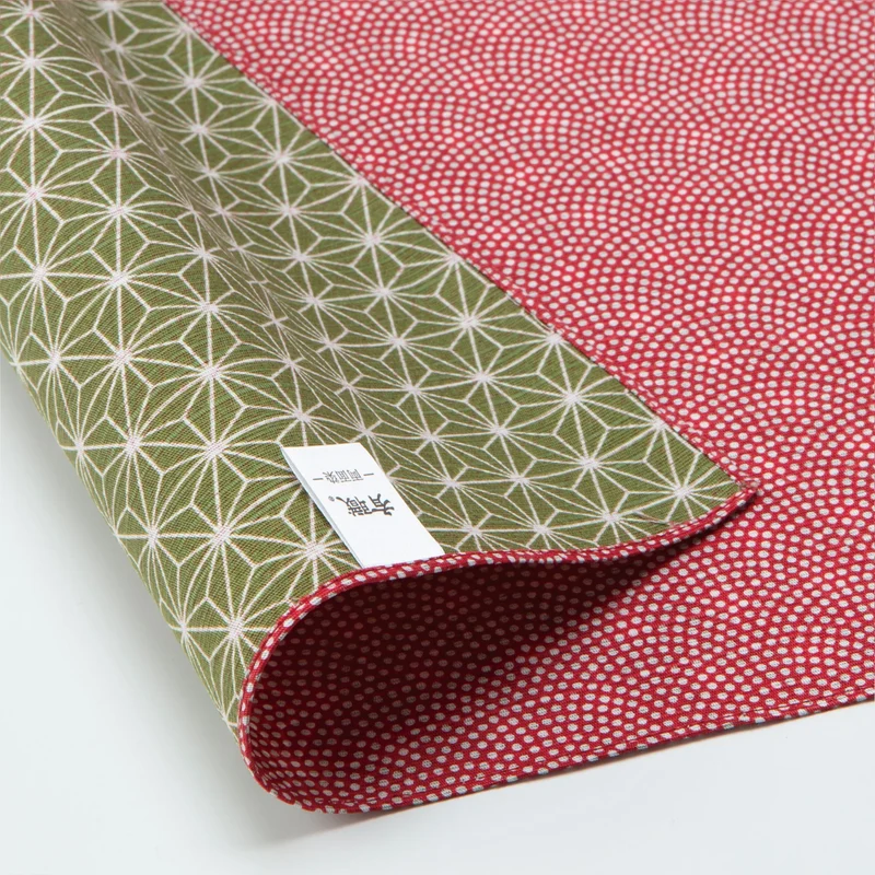 Furoshiki double face Asanoha Nami (rouge et vert, 50 cm)