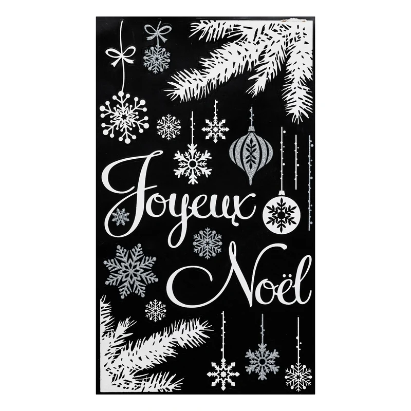 Sticker de Noël à paillettes argentées 1x24x41 cm