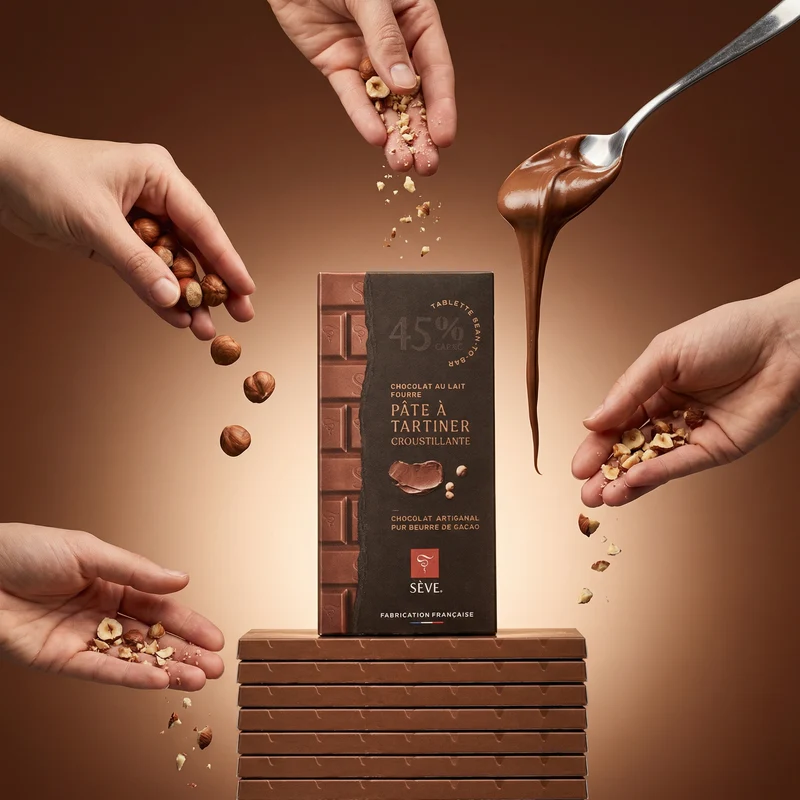 Tablette Lait fourrée pâte à tartiner croustillante