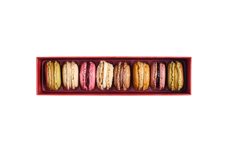 Écrin rouge de Macarons sucrés