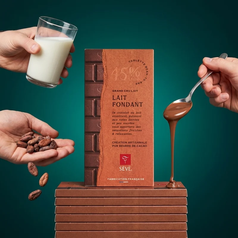 Tablette de chocolat au Lait Fondant 45% de cacao