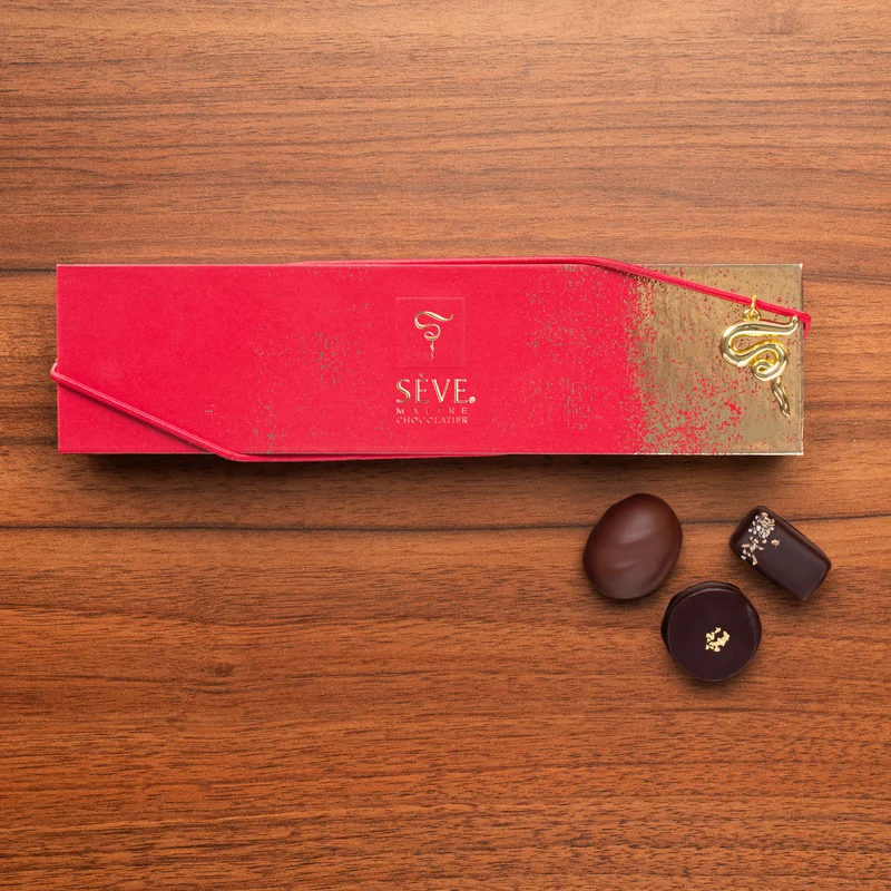 Boîte de bonbons de chocolat noir et lait – Ballotin artisanal Sève