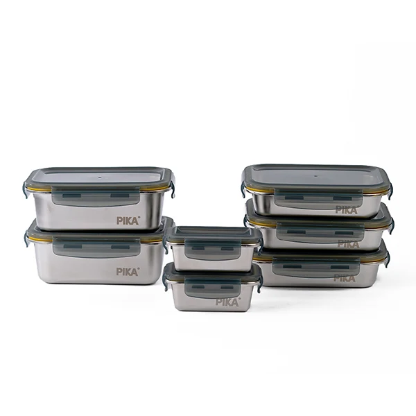 Set de 7 boîtes de conservation en inox compatibles micro-ondes Pika