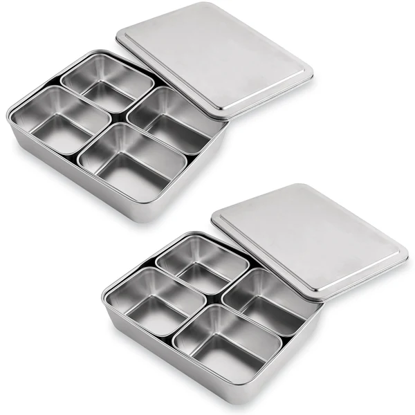 Lot 2 sets de 5 bacs de préparation culinaire en inox Mathon