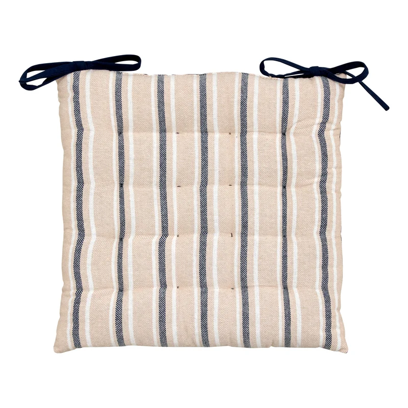 Galette de chaise rayures bleues 38x38 cm