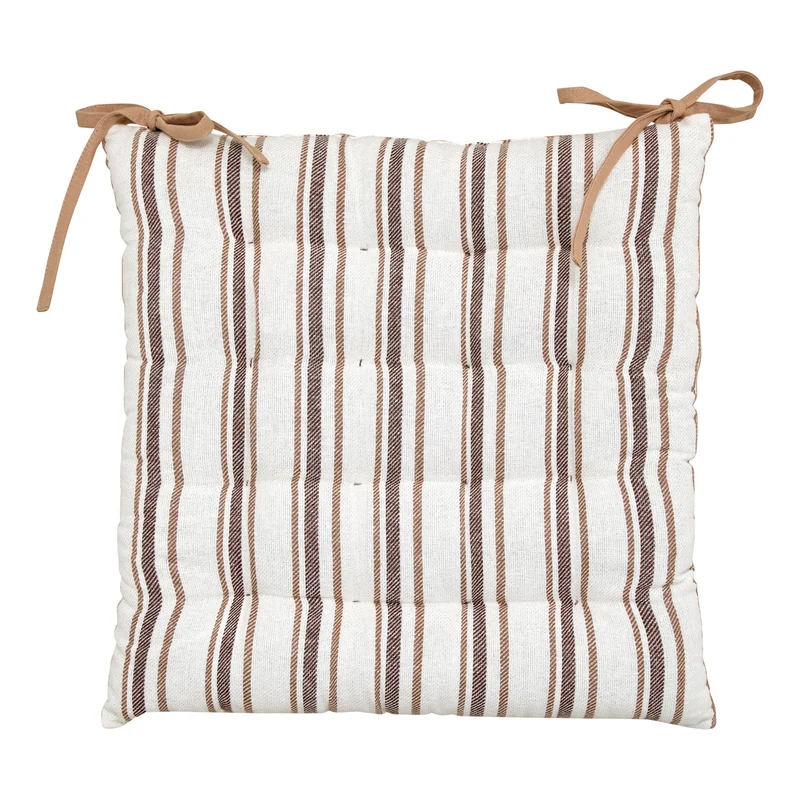 Galette de chaise rayures lin 38x38 cm