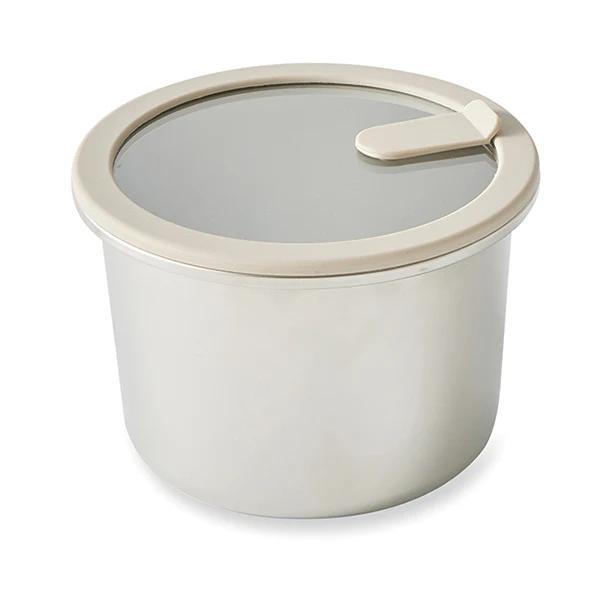 Boîte de conservation ronde en inox avec couvercle en verre 1500 ml compatible micro-ondes Mathon