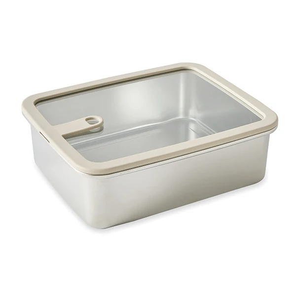 Boîte de conservation rectangulaire en inox avec couvercle en verre 2400 ml compatible micro-ondes Mathon