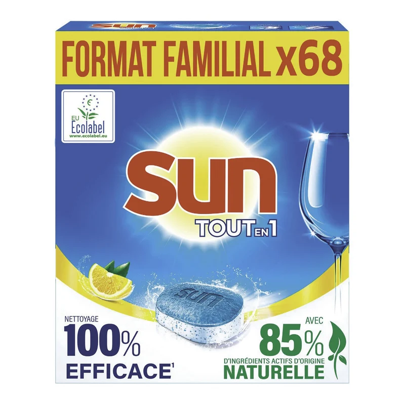 68 tablettes lave vaisselle tout en 1 citron