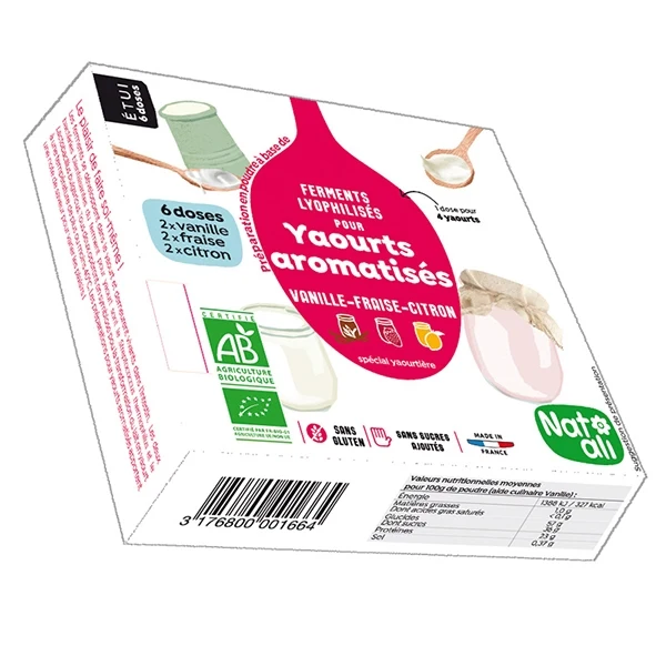 Préparation en poudre pour yaourts aromatisés Vanille Fraise Citron Nat-ali