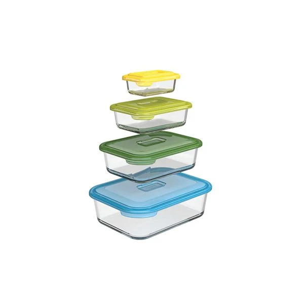 Set de 4 boîtes en verre Net Glass Storage Joseph Joseph