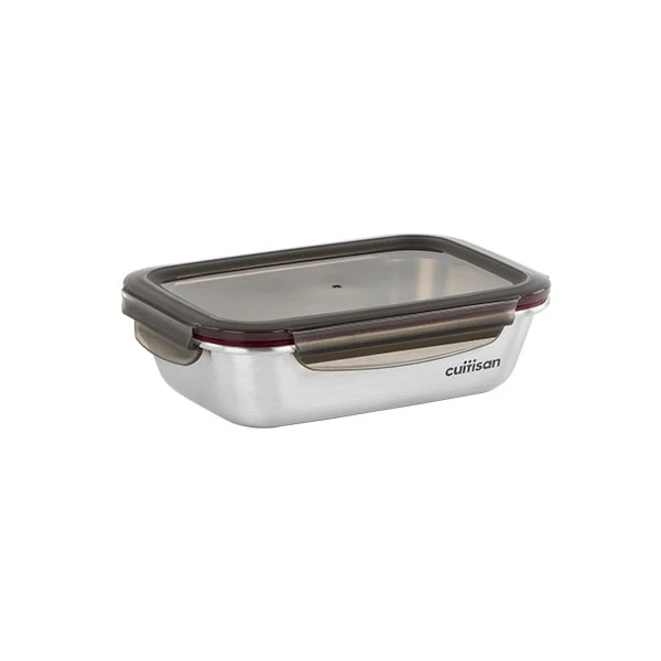 Boîte de conservation rectangulaire en inox 1100 ml compatible micro-ondes Cuitisan