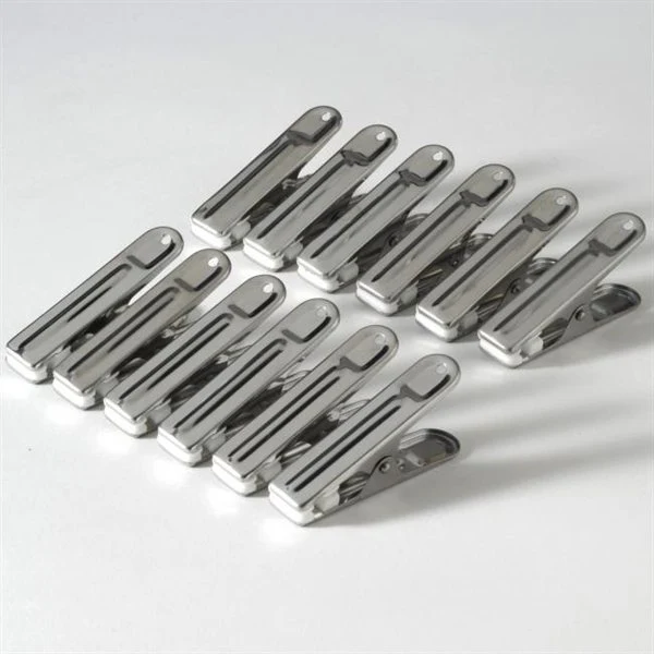 12 pinces à sachets en inox 6 cm