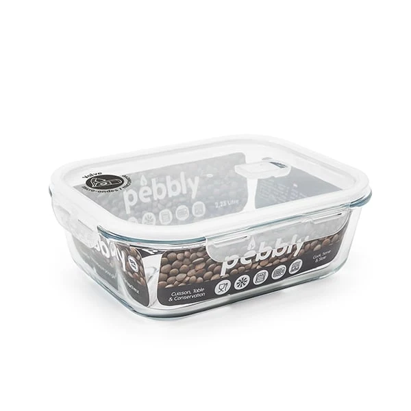 Boîte rectangulaire en verre 2,25 L Pebbly